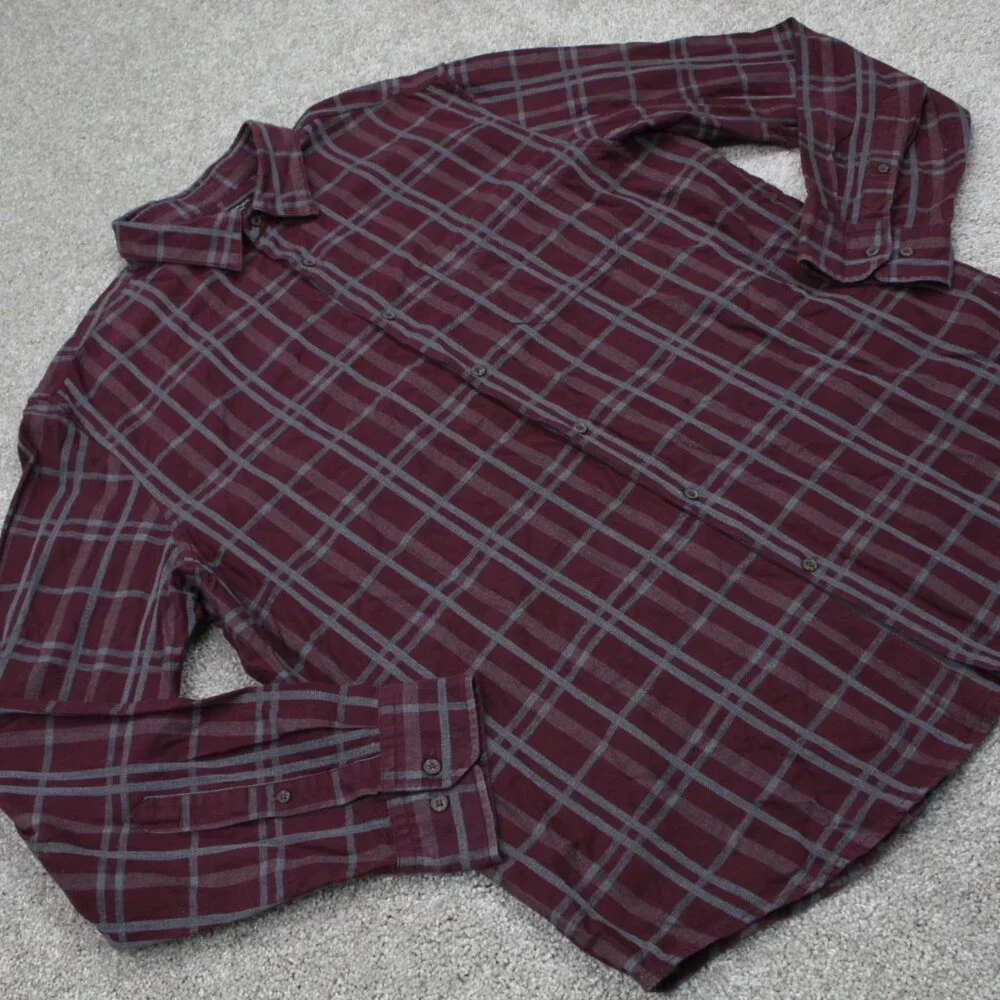 Banana Republic Luxe Flannel Shirt Adult XL Red Camden Fit‎ Cotton L/S Button Up